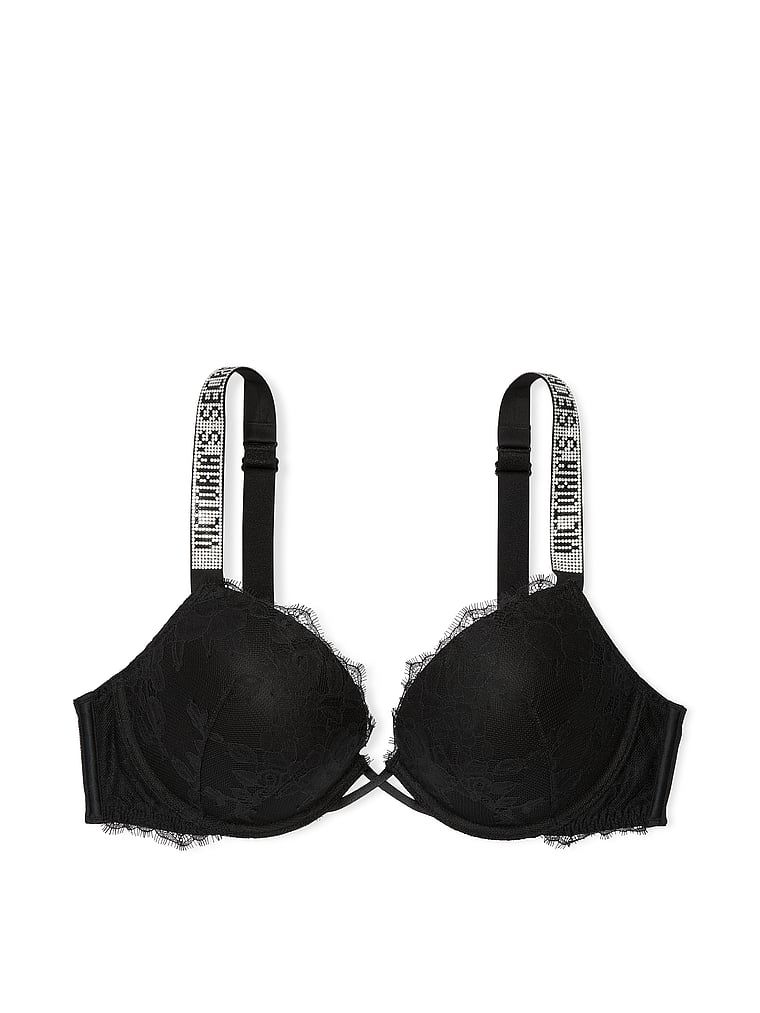 Very Sexy Biustonosz push-up koronkowy z błyszczącymi ramiączkami Shine Strap