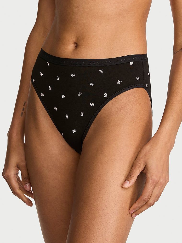 Victoria's Secret Majtki bawełniane figi z wysoko wyciętymi nogawkami High-Leg Brief