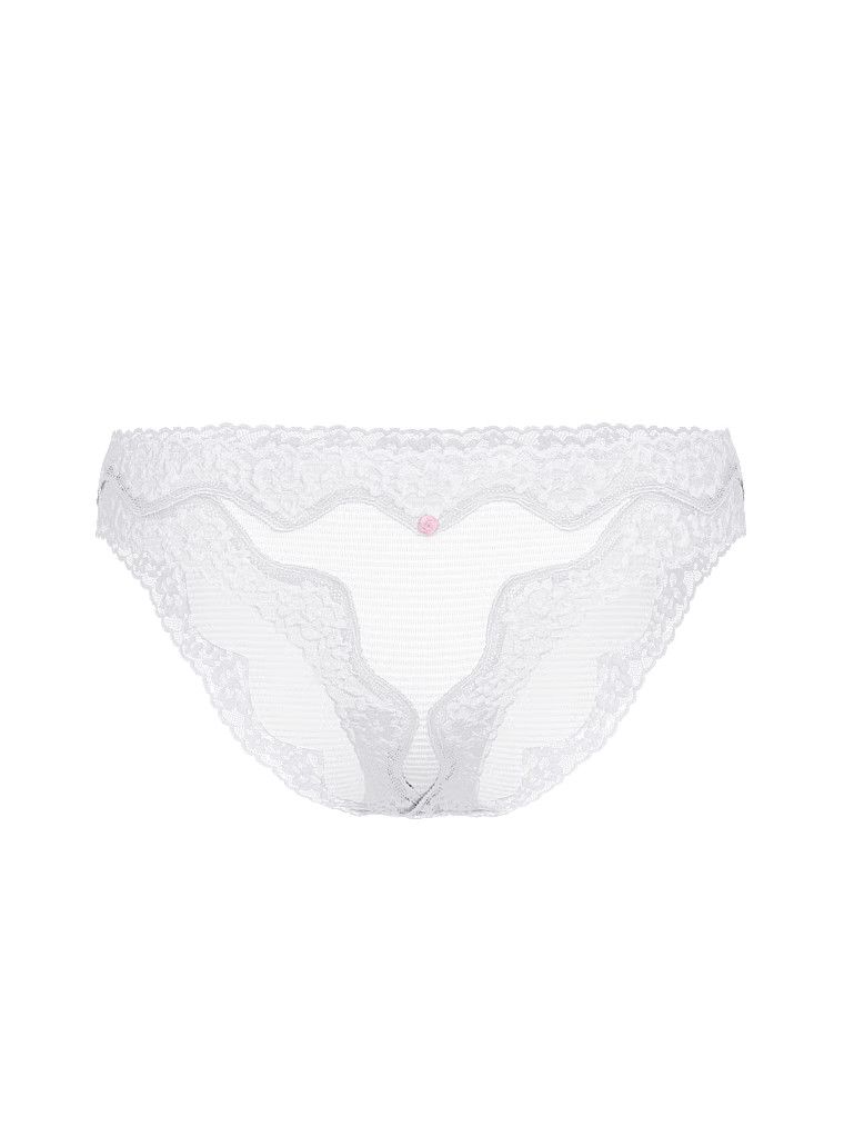 Majtki bawełniane w paseczki z koronką na krawędziach Bikini. Produkt ma kolor biały i pochodzi z kolekcji Lacie. 