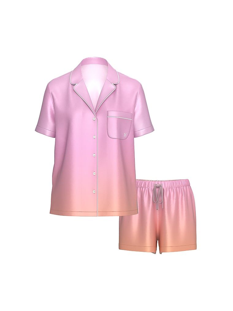 Victoria's Secret Piżama satynowa z krótkimi rękawami Glazed Ombre
