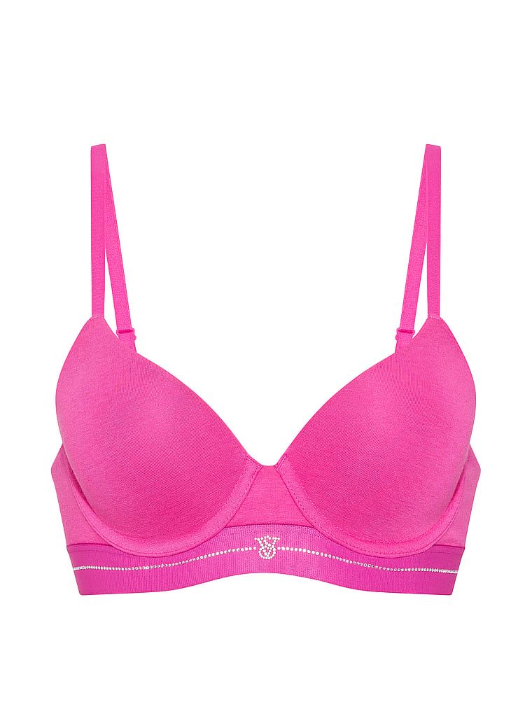 Biustonosz push-up bawełniany Perfect Shape Signature Shine. Produkt ma kolor różowy i pochodzi z kolekcji T-shirt. 