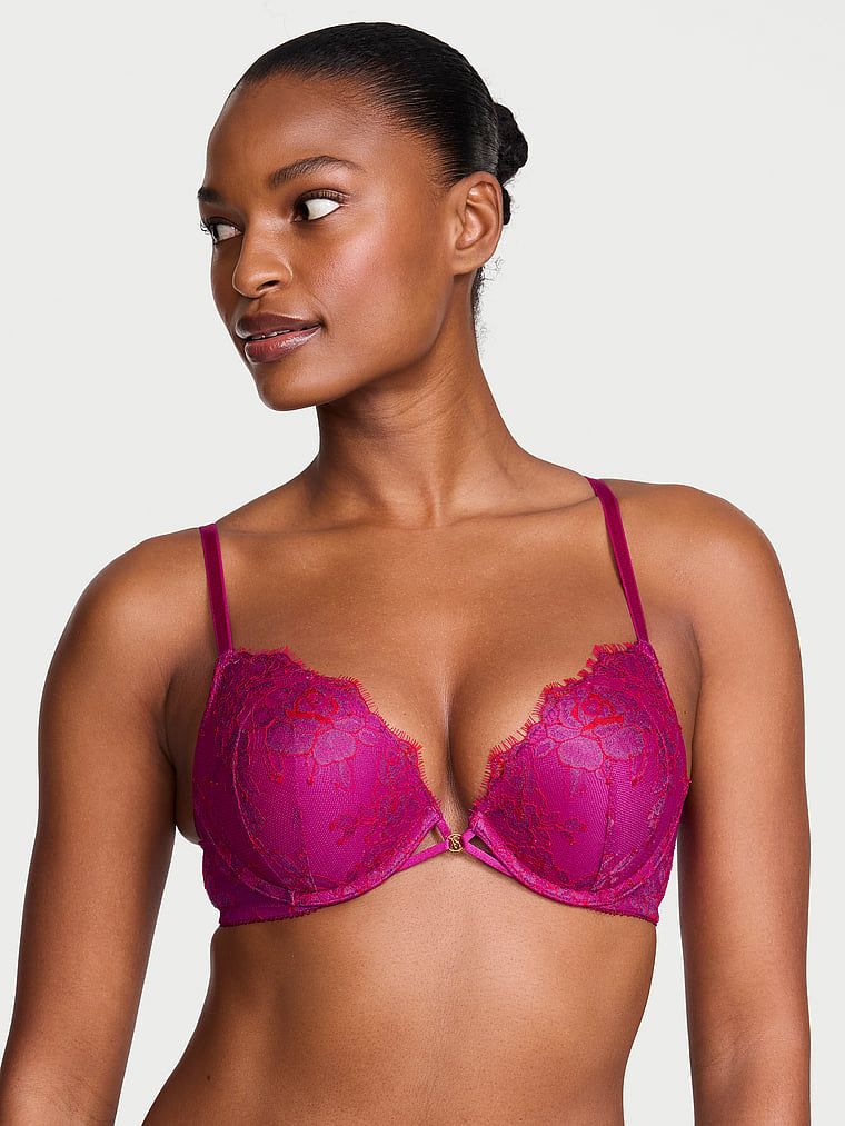 Very Sexy Biustonosz push-up powiększający o 2 rozmiary Bombshell Rose Lace