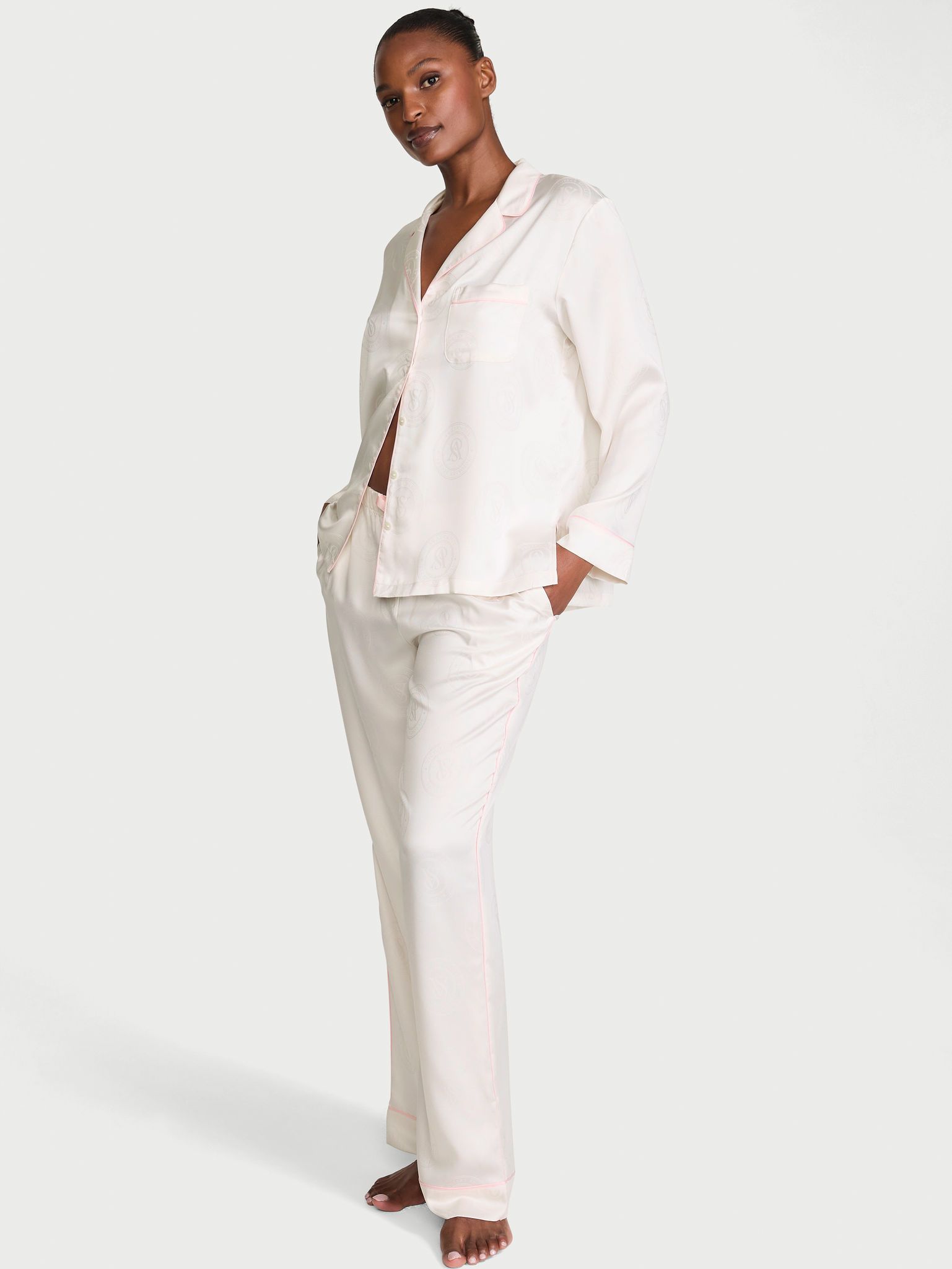 Victoria's Secret PiżAma Satynowa BłYszcząCa Z DłUgimi RęKawami Glazed Satin-image