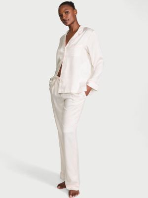 Victoria's Secret Piżama satynowa błyszcząca z długimi rękawami Glazed Satin