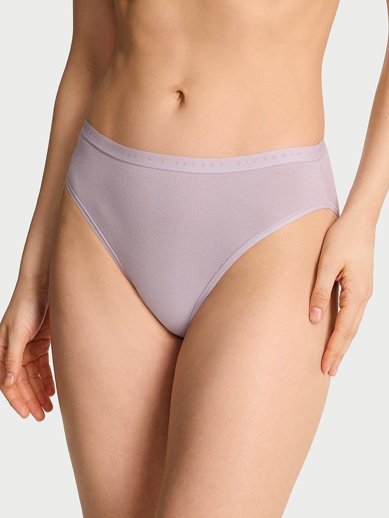 Victoria's Secret Majtki bawełniane figi z wysoko wyciętymi nogawkami High-Leg Brief