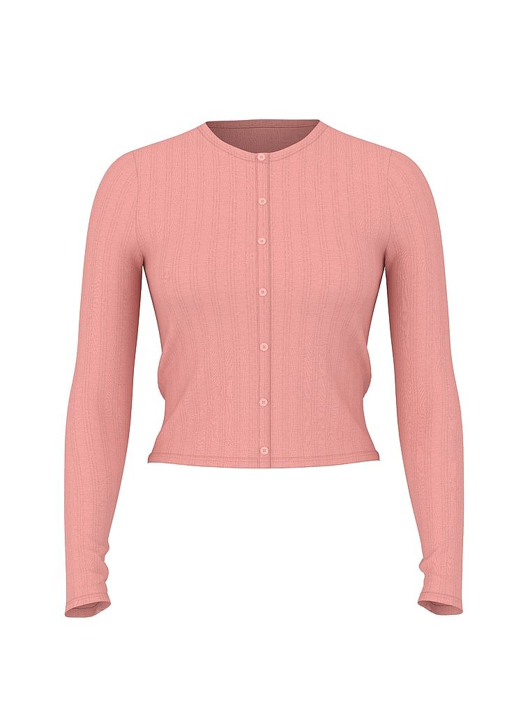 Sweter z modalu zapinany na guziki SoSoft Ultra-Fine. Produkt ma kolor różowy i pochodzi z kolekcji Victoria's Secret. 