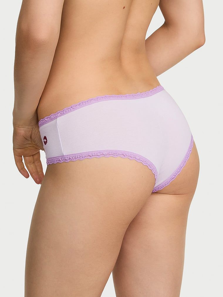 Majtki bawełniane z koronką na krawędziach Lace-Waist Cheeky. Produkt ma kolor fioletowy i pochodzi z kolekcji Lace Trim. 