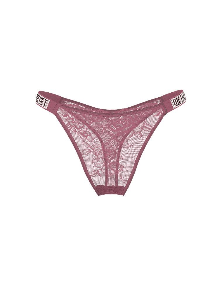 Stringi koronkowe z błyszczącymi paskami Shine Strap Rose Lace. Produkt ma kolor purpurowy i pochodzi z kolekcji Very Sexy. 