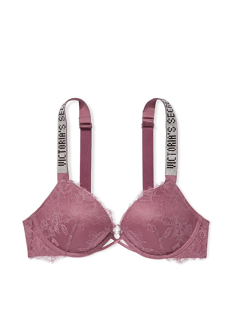 Very Sexy Biustonosz push-up koronkowy z błyszczącymi ramiączkami Shine Strap