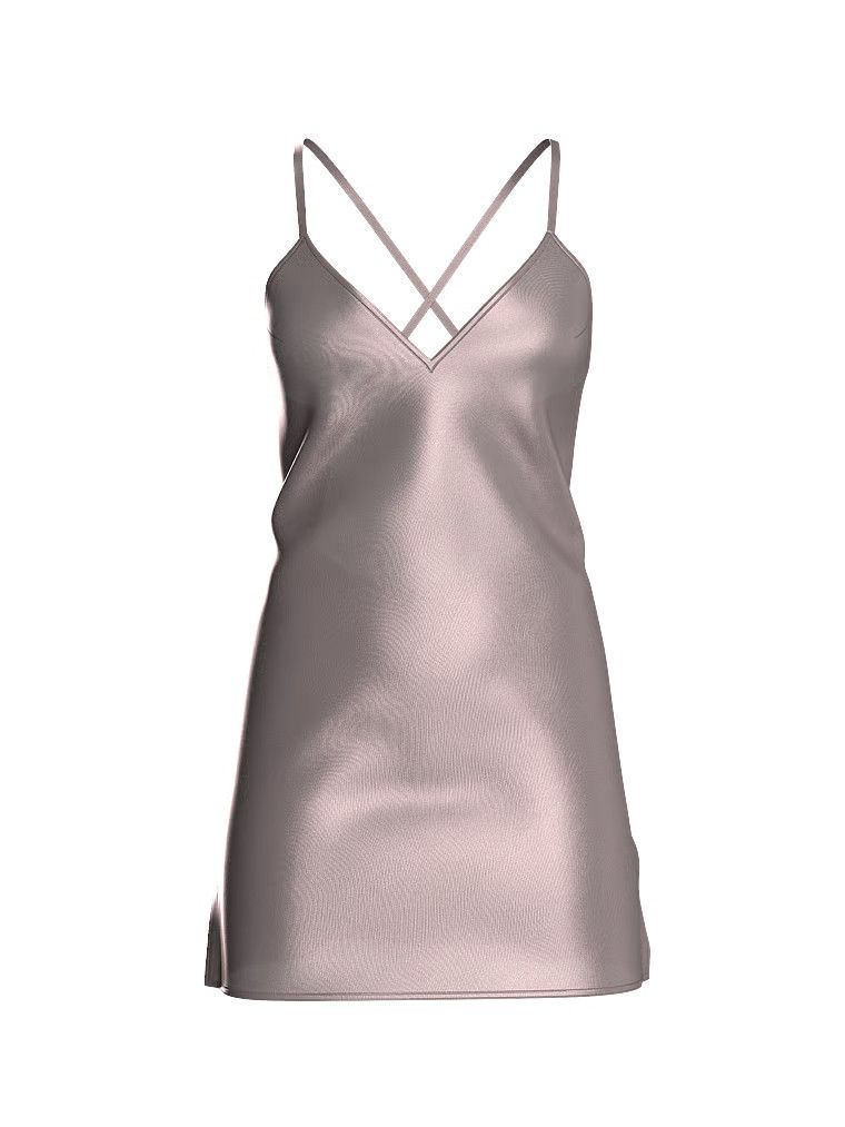 Victoria's Secret Koszulka nocna satynowa na cienkich ramiączkach odsłaniająca plecy Open-Back Slip