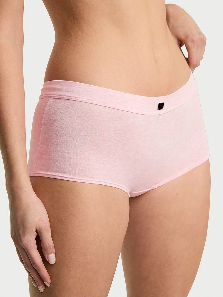 Majtki szorty bawełniane z logo w talii Boyshort Hardware. Produkt ma kolor różowy i pochodzi z kolekcji Cotton. 