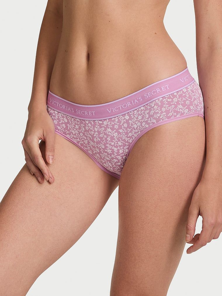 Majtki bawełniane z logo w talii Hiphugger. Produkt ma wzór kwiatowy i pochodzi z kolekcji Cotton. 
