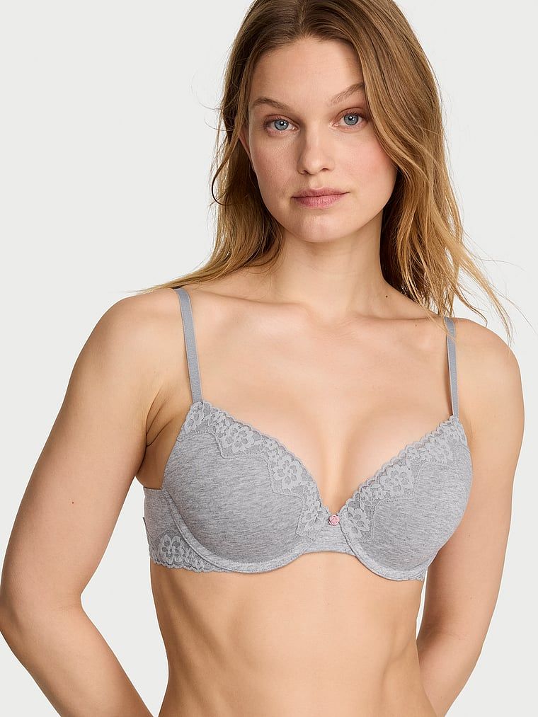Biustonosz push-up bawełniany Perfect Shape. Produkt ma kolor szary i pochodzi z kolekcji T-shirt. 