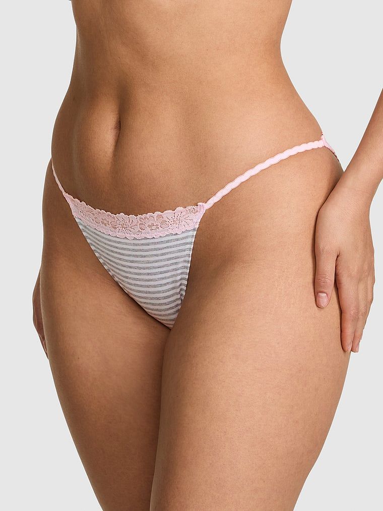 Bawełniane majtki bikini z koronkowym wykończeniem