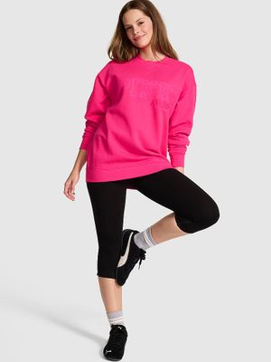 PINK Bluza bawełniana Campus Fleece z okrągłym dekoltem
