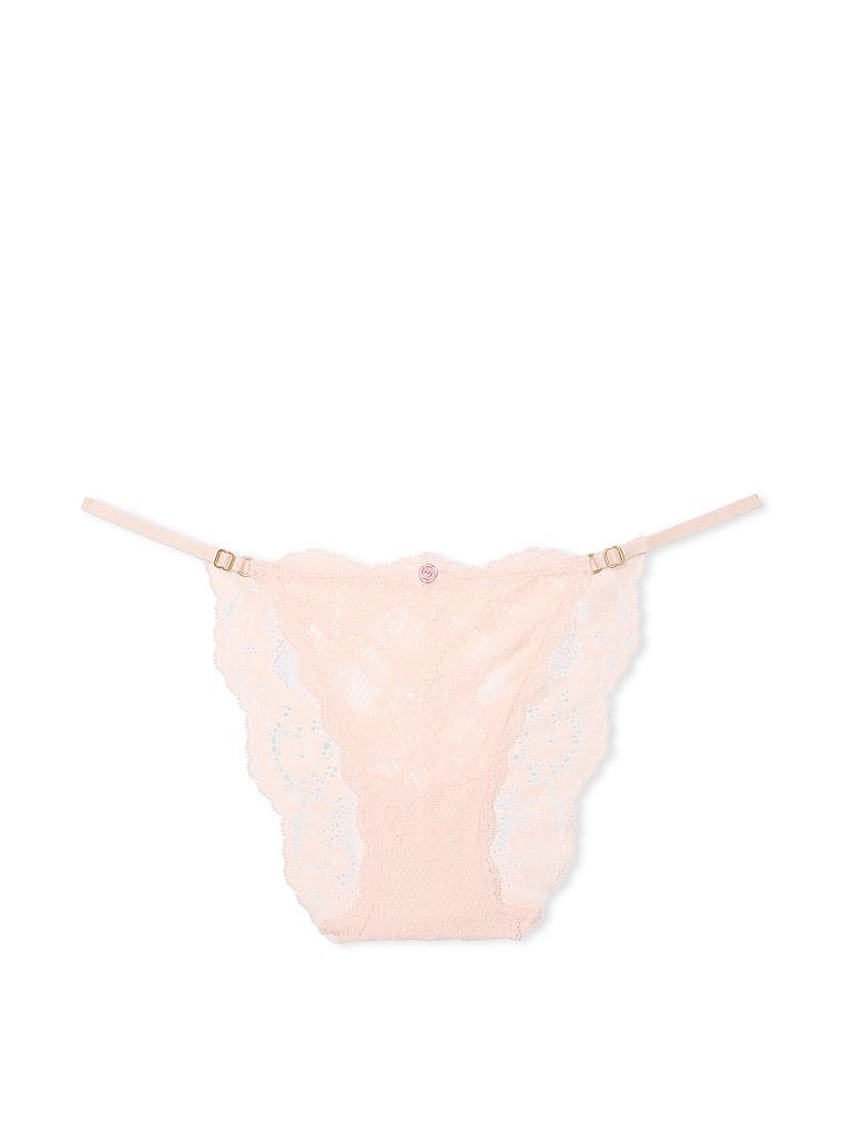 Majtki koronkowe z regulowanymi paskami Bikini. Produkt ma kolor różowy i pochodzi z kolekcji Dream Angels. 