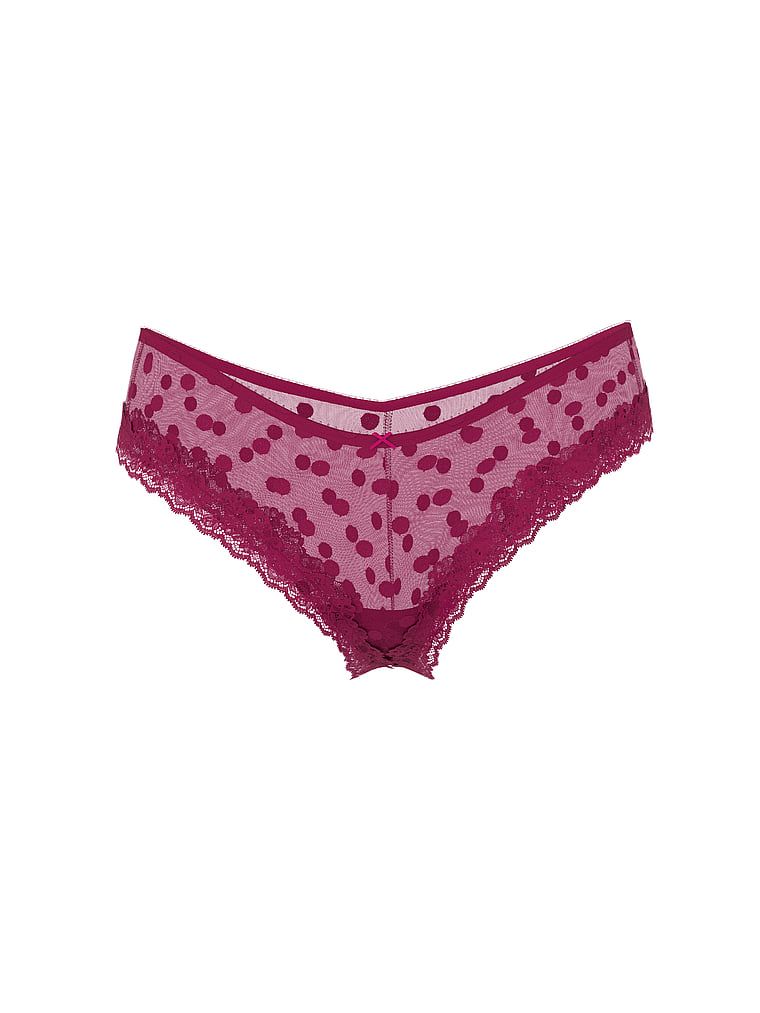 Majtki z siateczki z koronką na krawędziach Sheer Heritage Dot Cheeky. Produkt jest wzorzysty i pochodzi z kolekcji Very Sexy. 