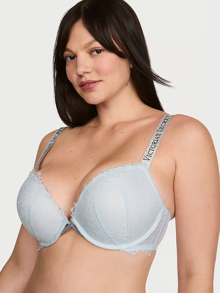 Very Sexy Biustonosz push-up koronkowy z błyszczącymi ramiączkami Shine Strap