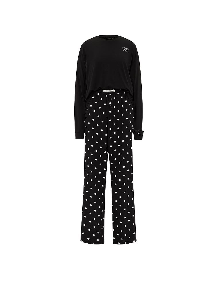 Piżama flanelowa długa Tee-Jama. Produkt ma kolor czarny i pochodzi z kolekcji Victoria's Secret. 