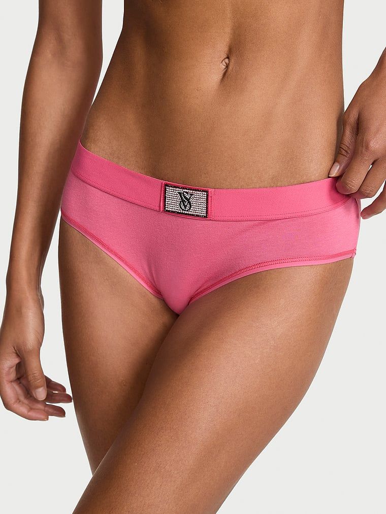 Cotton Majtki bawełniane z błyszczącym logo Shine Patch Hiphugger