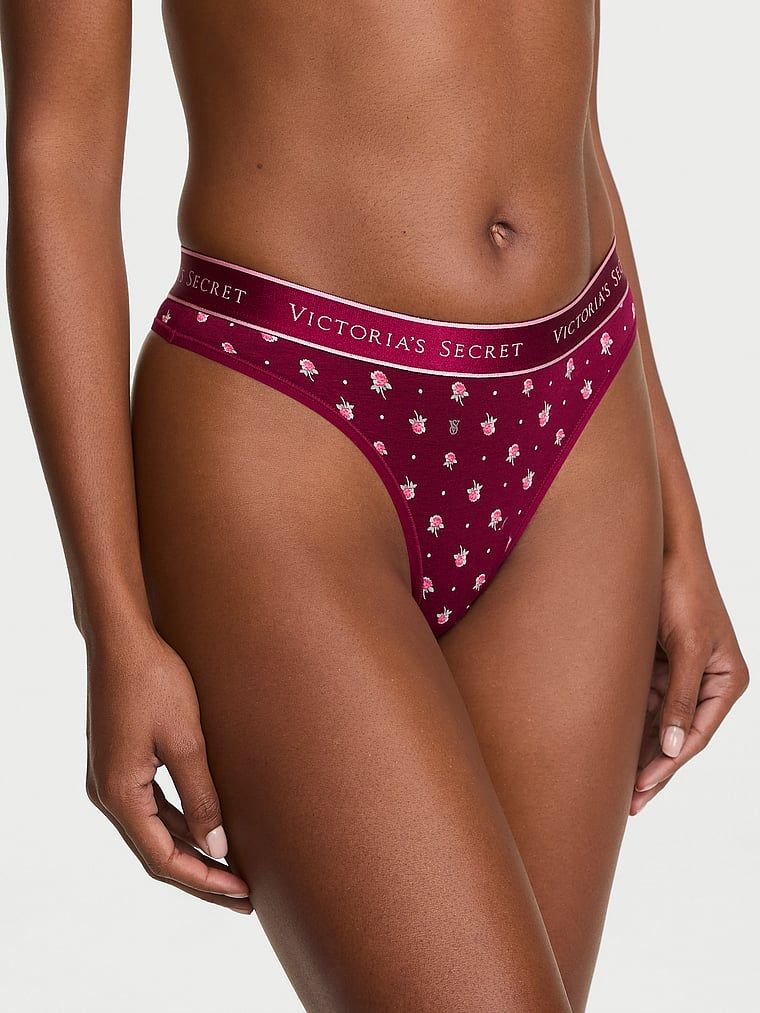 Cotton Stringi bawełniane z logo w talii