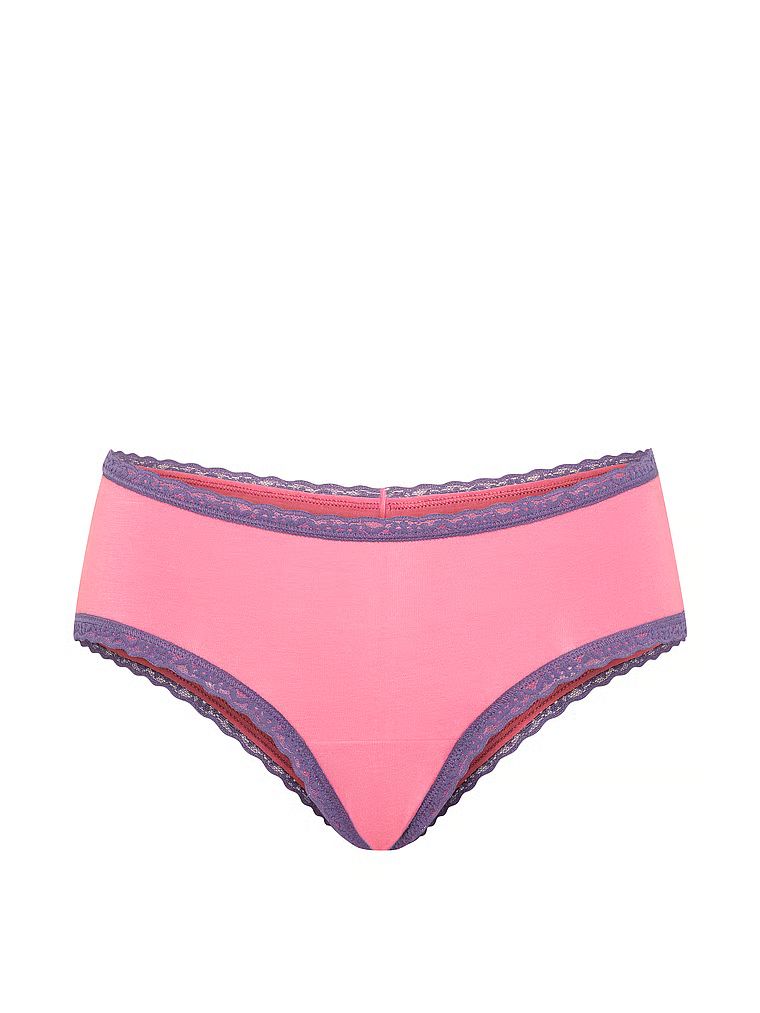 Majtki bawełniane z koronką na krawędziach Lace-Waist Cheeky. Produkt ma kolor różowy i pochodzi z kolekcji Lace Trim. 