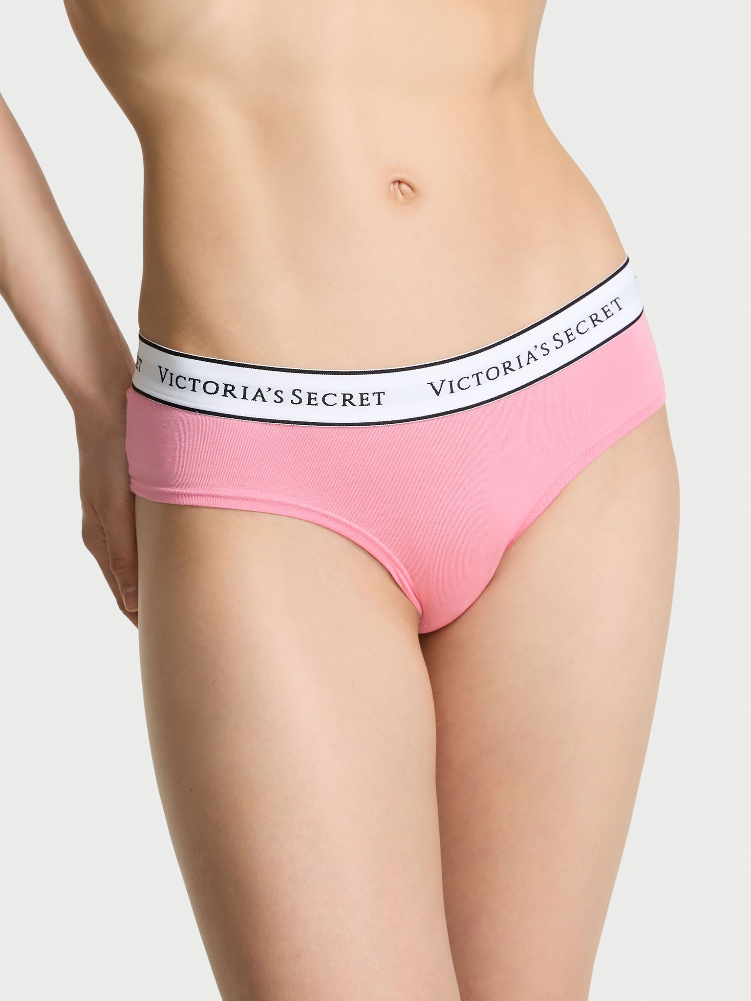 Majtki bawełniane z logo w talii Cheeky. Produkt ma kolor różowy i pochodzi z kolekcji Cotton. 