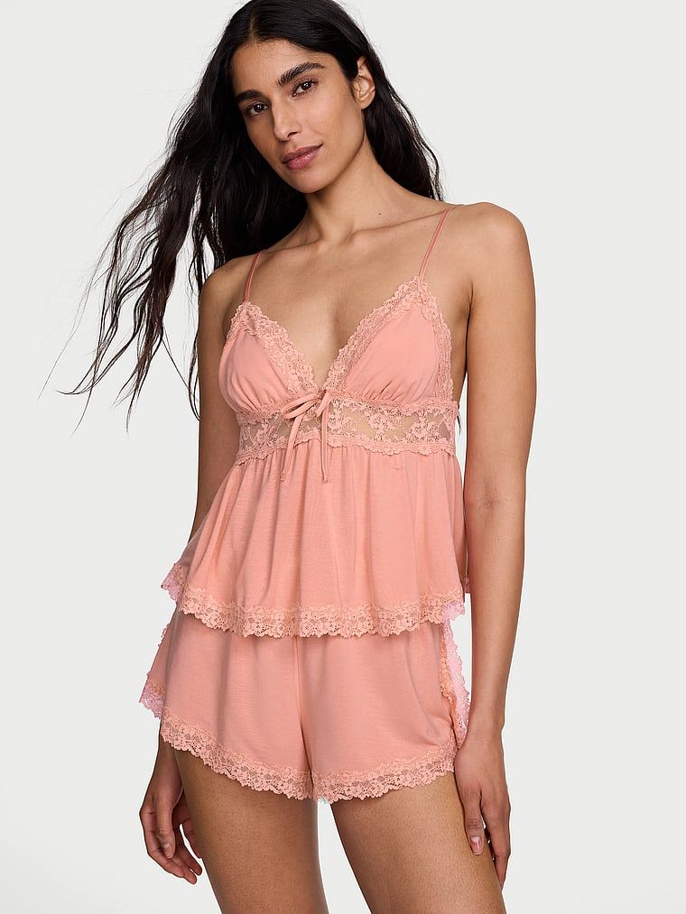 Victoria's Secret Zestaw do spania z modalu - top na ramiączkach i szorty SoSoft