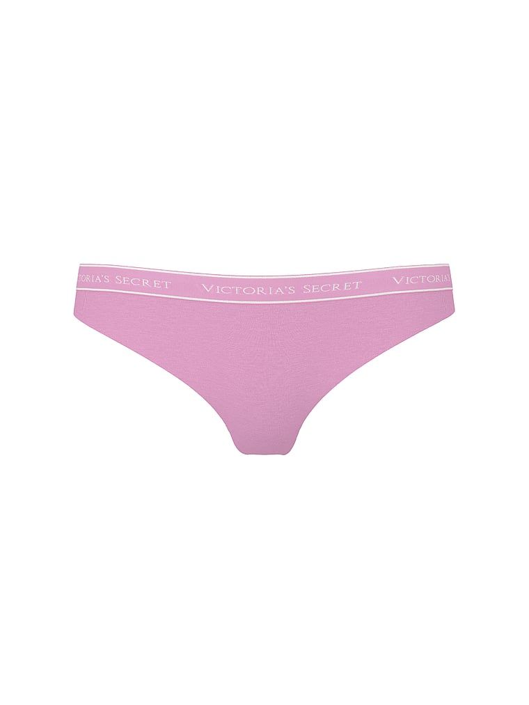 Stringi bawełniane z logo w talii. Produkt ma kolor purpurowy i pochodzi z kolekcji Cotton. 