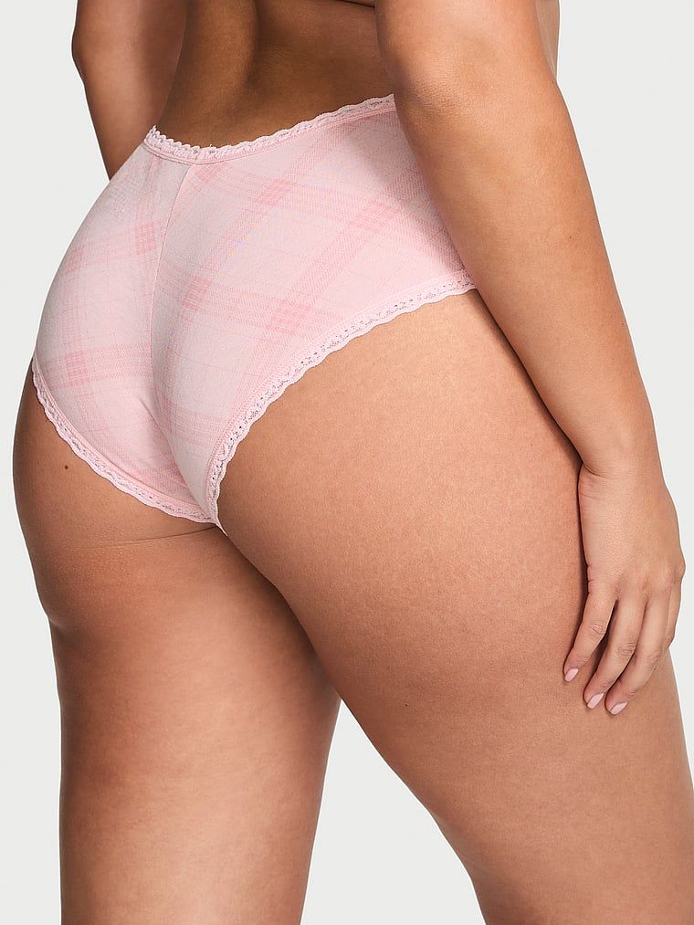 Majtki bawełniane z koronką na krawędziach Lace-Waist Cheeky. Produkt jest wzorzysty i pochodzi z kolekcji Lace Trim. 