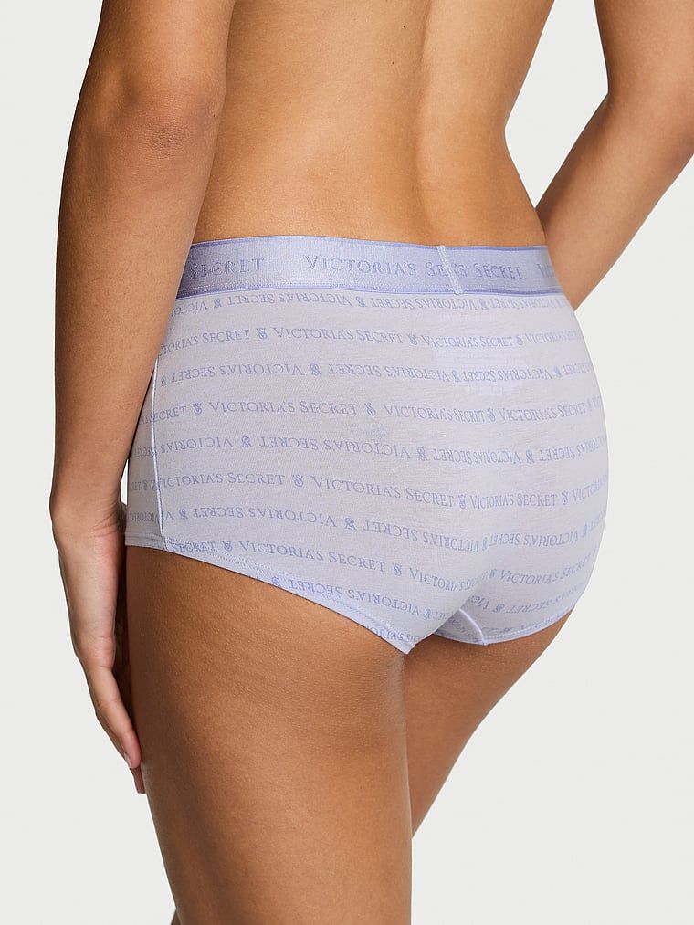 Majtki bawełniane szorty z logo w talii Boyshort. Produkt jest wzorzysty i pochodzi z kolekcji Cotton. 