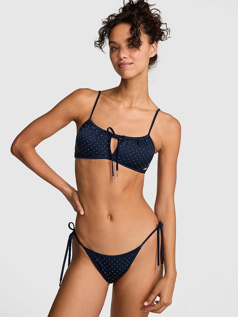 Top bikini z wycięciem keyhole i wiązaniem z przodu