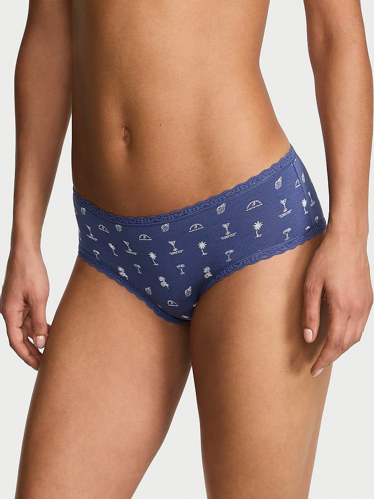 Majtki bawełniane z koronką na krawędziach Lace-Waist Cheeky. Produkt jest wzorzysty i pochodzi z kolekcji Lace Trim. 
