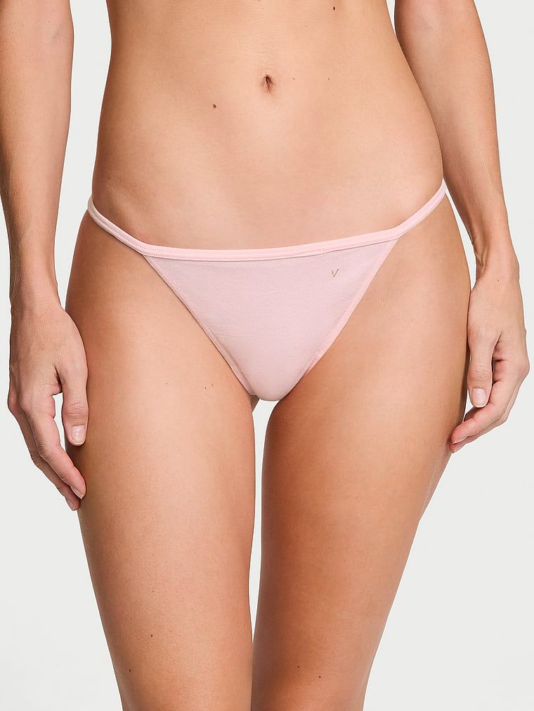 Stringi bawełniane Stretch Cotton. Produkt ma kolor różowy i pochodzi z kolekcji Victoria's Secret. 