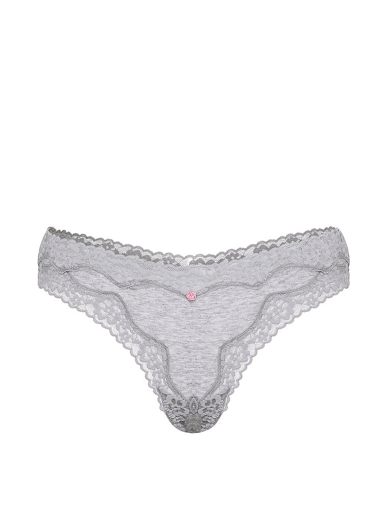 Stringi bawełniane z koronką Lace-Trim. Produkt ma kolor szary i pochodzi z kolekcji Lace Trim. 