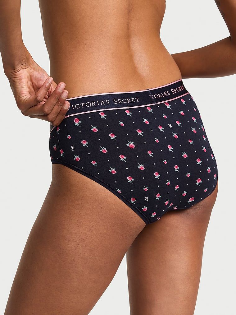 Majtki bawełniane z logo w talii Hiphugger. Produkt ma kolor kwiatowe i pochodzi z kolekcji Cotton. 