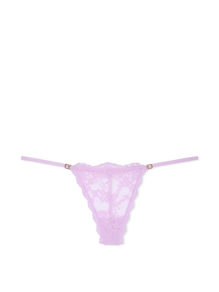 Stringi koronkowe z regulowanymi paskami Lace V-String. Produkt ma kolor purpurowy i pochodzi z kolekcji Dream Angels. 