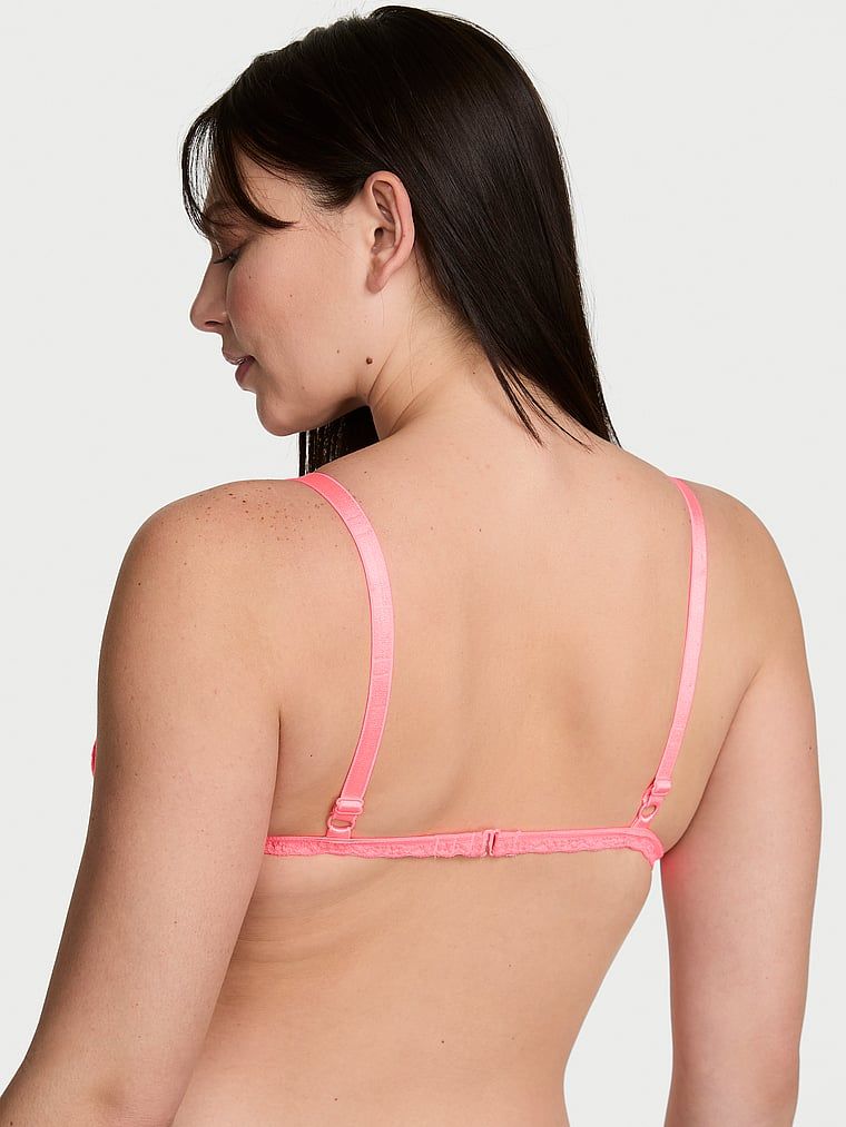 Biustonosz nieusztywniany braletka koronkowy. Produkt ma kolor różowy i pochodzi z kolekcji Victoria's Secret. 