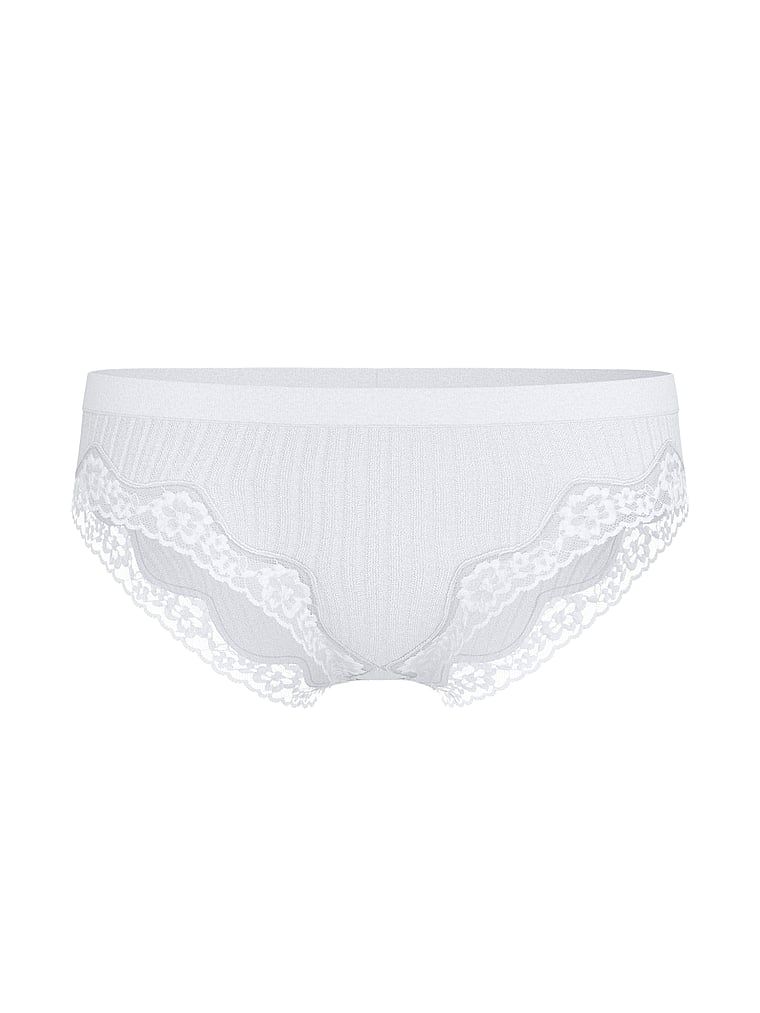 Majtki z koronką na krawędziach Seamless Rib Bikini. Produkt ma kolor biały i pochodzi z kolekcji Seamless. 