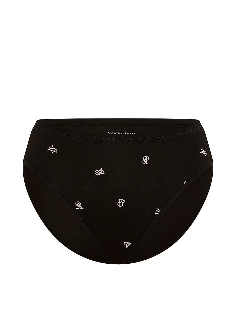 Majtki bawełniane figi z wysoko wyciętymi nogawkami High-Leg Brief. Produkt jest wzorzysty i pochodzi z kolekcji Victoria's Secret. 