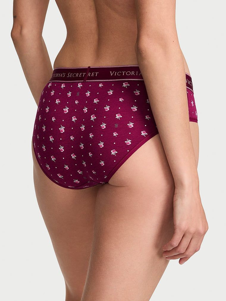 Majtki bawełniane z logo w talii Hiphugger. Produkt ma kolor kwiatowe i pochodzi z kolekcji Cotton. 