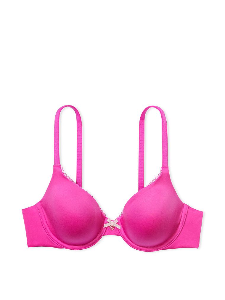 Biustonosz lekko usztywniany z mocno zabudowanymi miseczkami. Produkt ma kolor różowy i pochodzi z kolekcji Body by Victoria. 