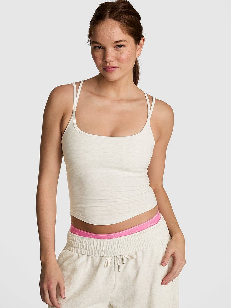 PINK Top All-Day Cotton na cienkich ramiączkach