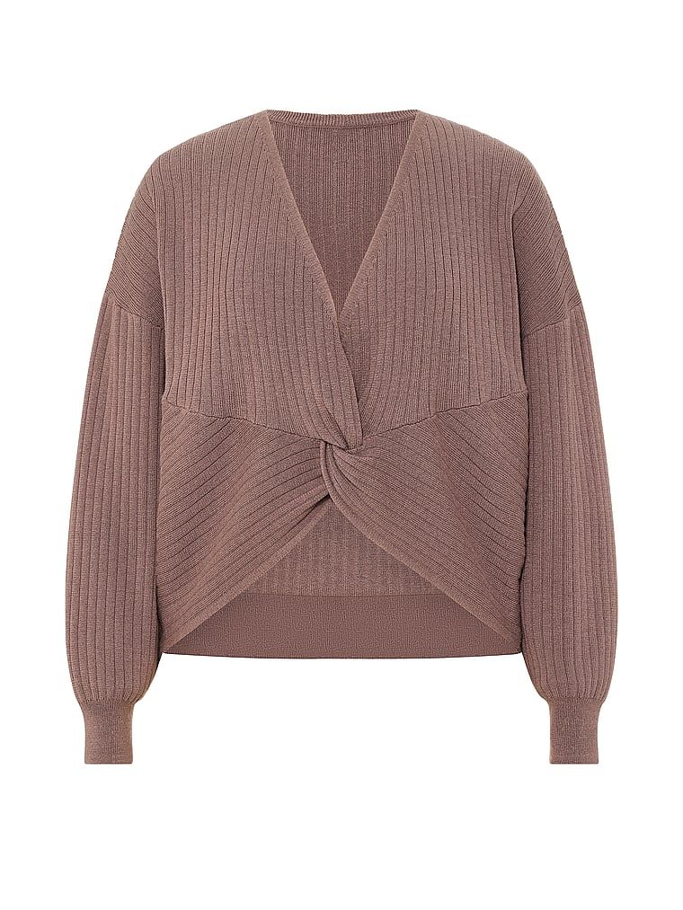 Sweter z wiązaniem z przodu Twist Rib. Produkt ma kolor szary i pochodzi z kolekcji VSX. 