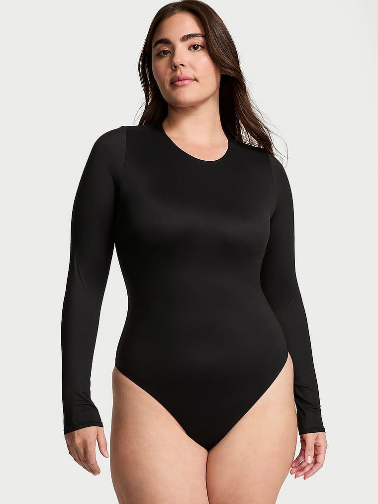 Body z długimi rękawami FeatherSoft BODYWEAR. Produkt ma kolor czarny i pochodzi z kolekcji Victoria's Secret. 