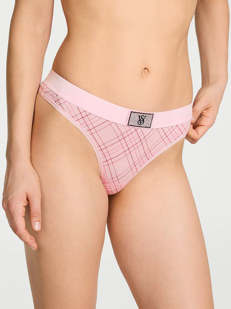 Stringi bawełniane z logo Shine Patch Velvet. Produkt jest wzorzysty i pochodzi z kolekcji Cotton. 