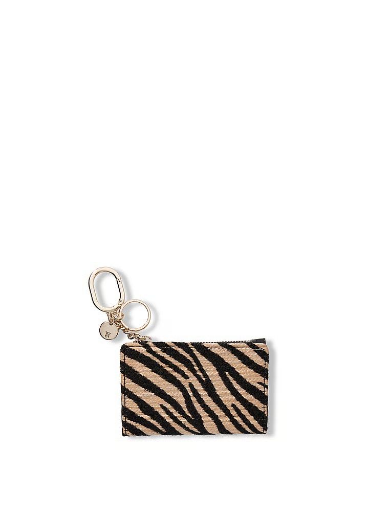 Black Zebra Straw Składane etui na karty z brelokiem