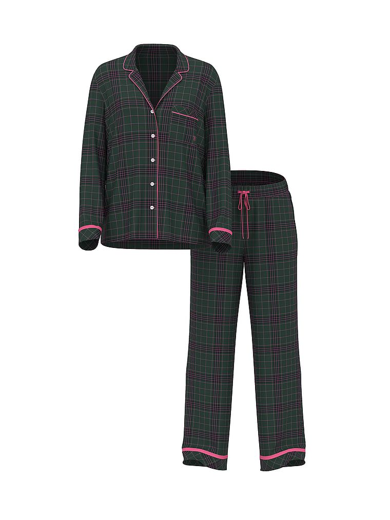 Flanelowa piżama z długimi spodniami. Produkt jest wzorzysty i pochodzi z kolekcji Victoria's Secret. 
