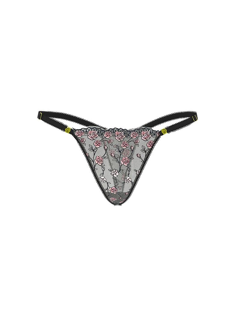 Stringi z regulowanymi paskami Tease Rose. Produkt jest wzorzysty i pochodzi z kolekcji Victoria's Secret. 