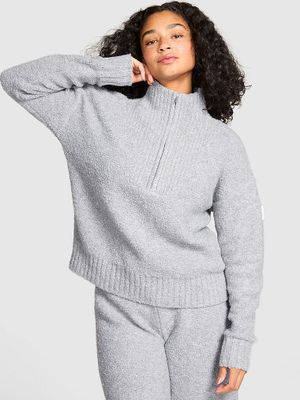 Sweter Cozy Boucle z krótkim suwakiem
